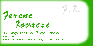 ferenc kovacsi business card